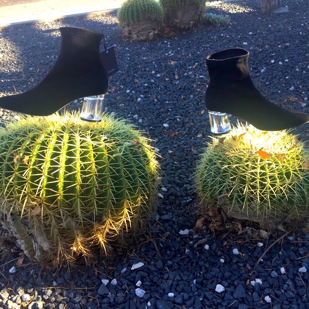 Zara Black Stretch Acrylic Heel Ankle Boots S/36